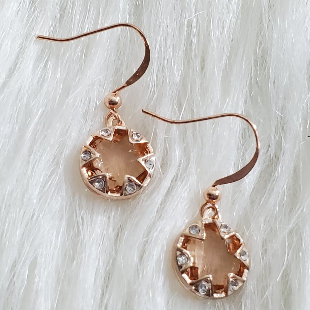 New Women's Gold-Tone Hook Clear Hanging Earrings